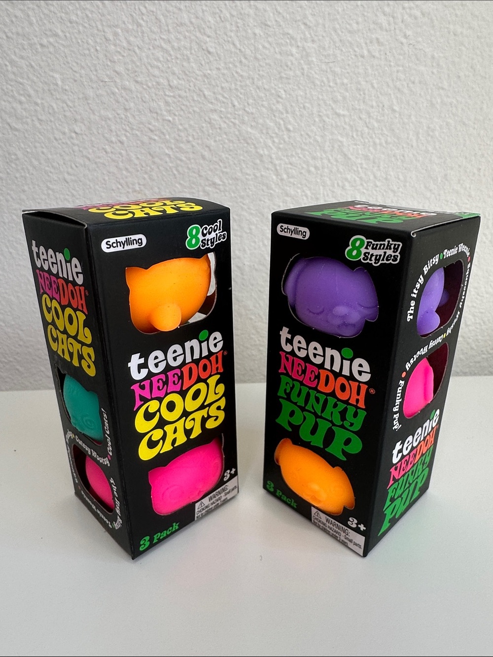 NEEDOH Teenie Cool Cats & Funky Pup Toy Packs - Sensory Viral Fidgets, Schylling